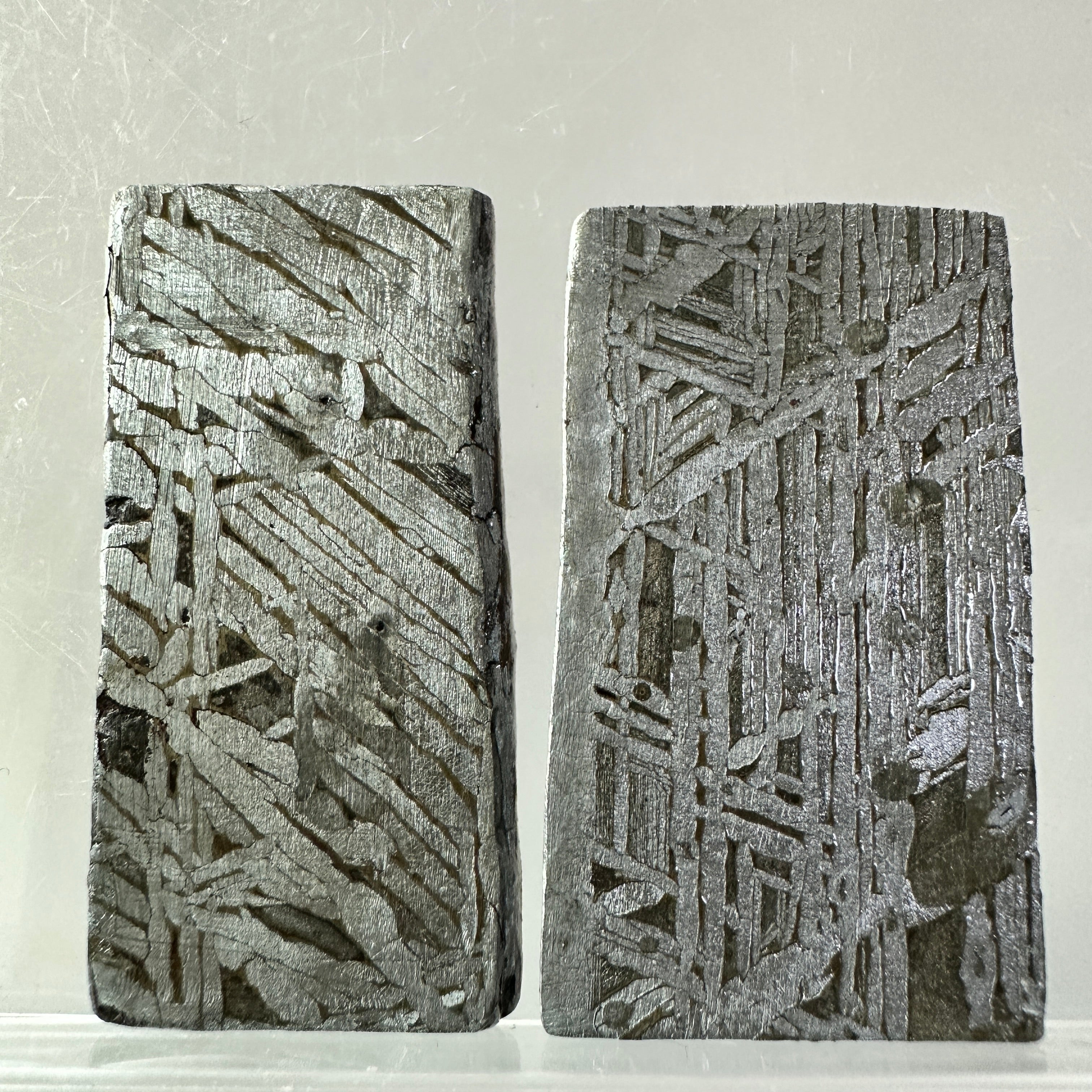 2PCS Aletai Iron Meteorite Slab Cut Slices Etched Cut Section 38g #T48