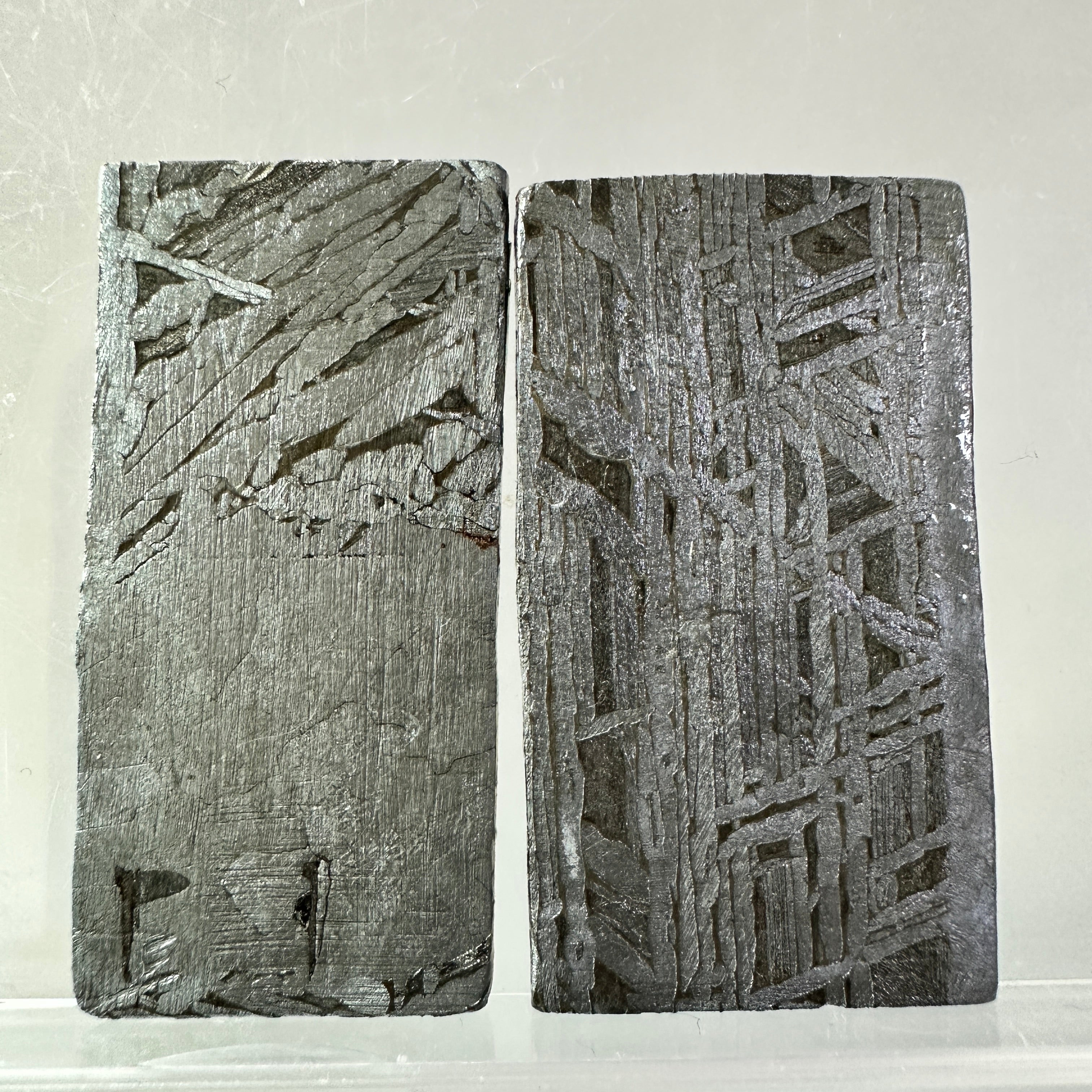 2PCS Aletai Iron Meteorite Slab Cut Slices Etched Cut Section 38g #T48