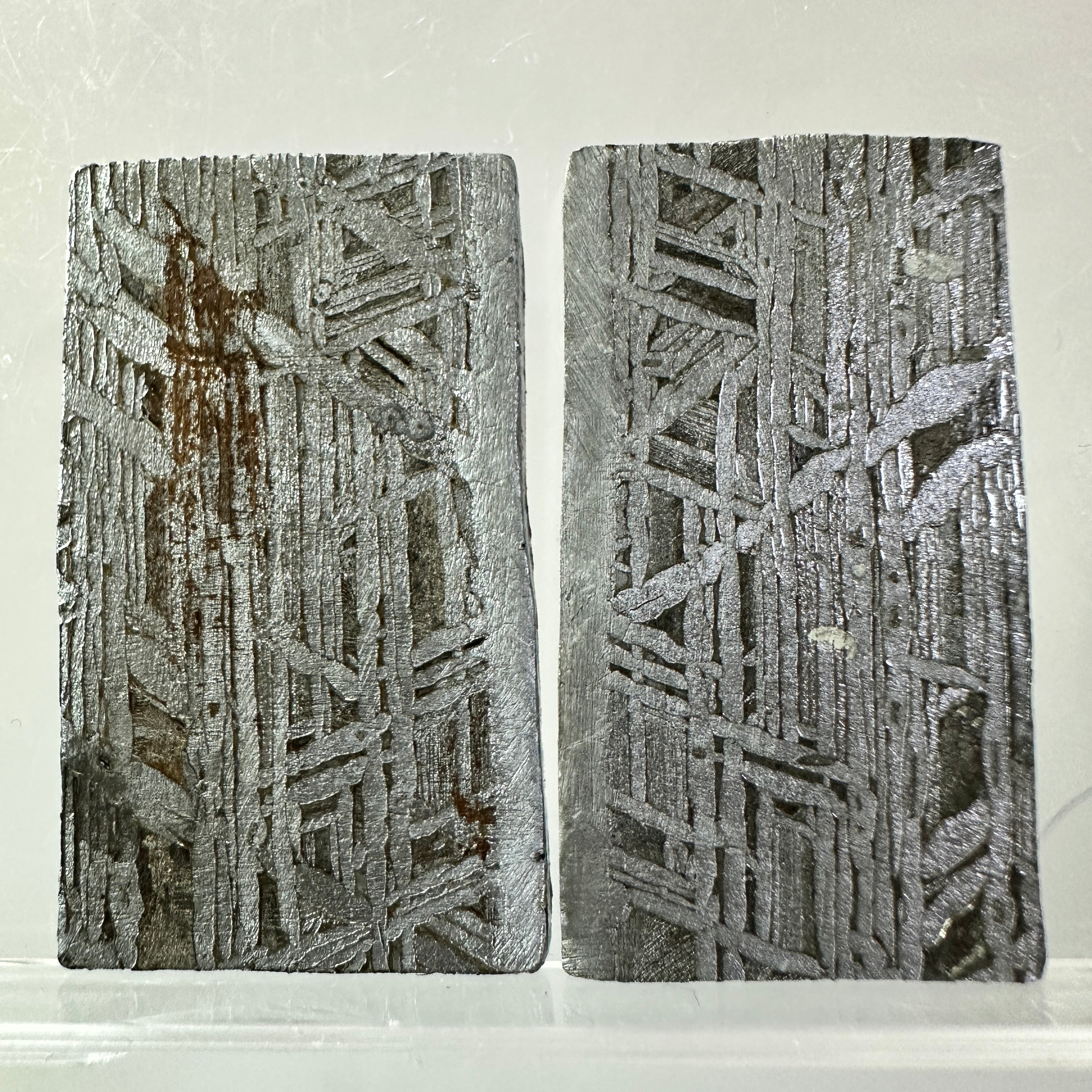 2PCS Aletai Iron Meteorite Slab Cut Slices Etched Cut Section 32g #T49