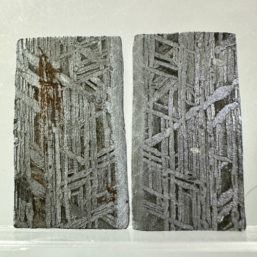 2PCS Aletai Iron Meteorite Slab Cut Slices Etched Cut Section 32g #T49