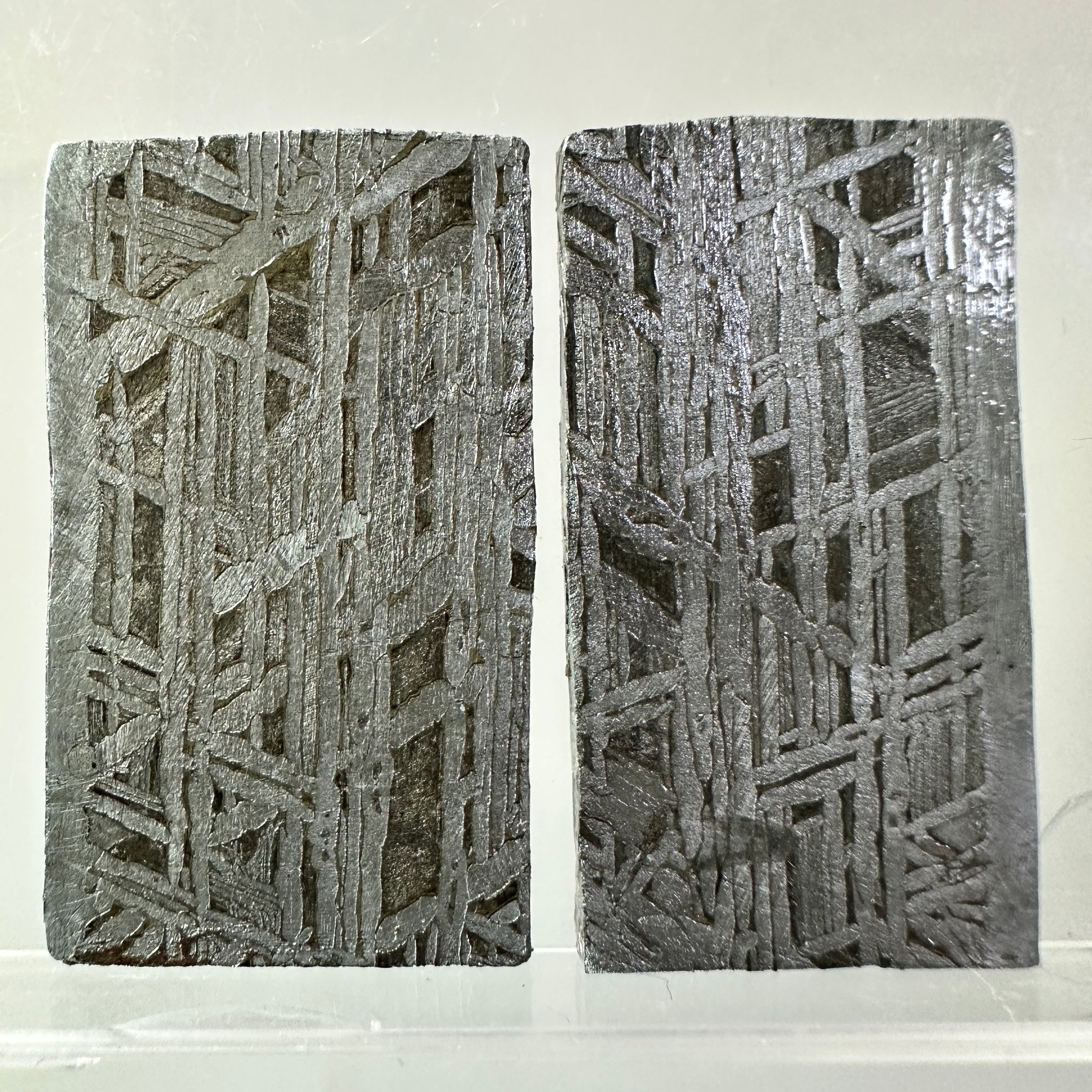 2PCS Aletai Iron Meteorite Slab Cut Slices Etched Cut Section 32g #T49