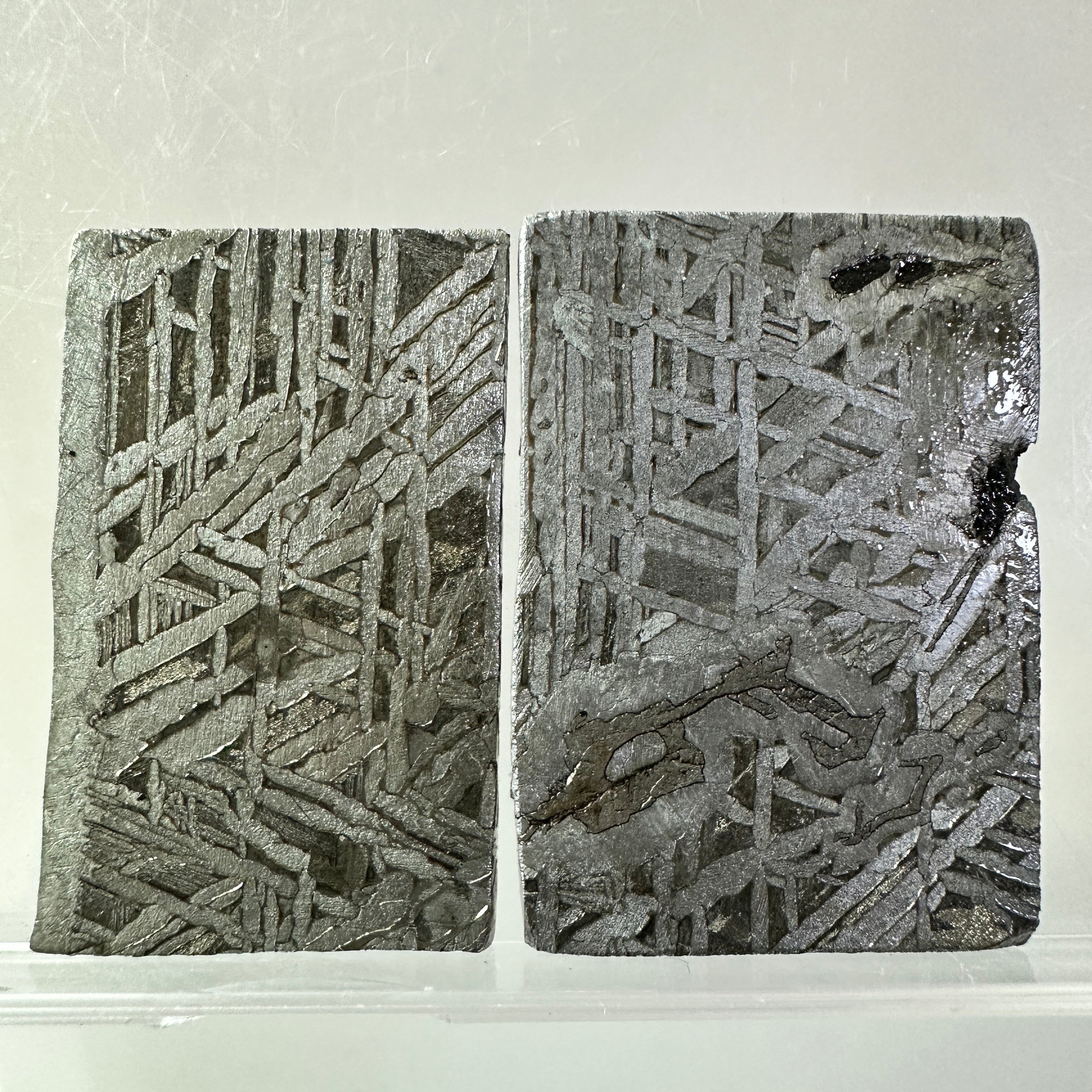 2PCS Aletai Iron Meteorite Slab Cut Slices Etched Cut Section 40g #T50