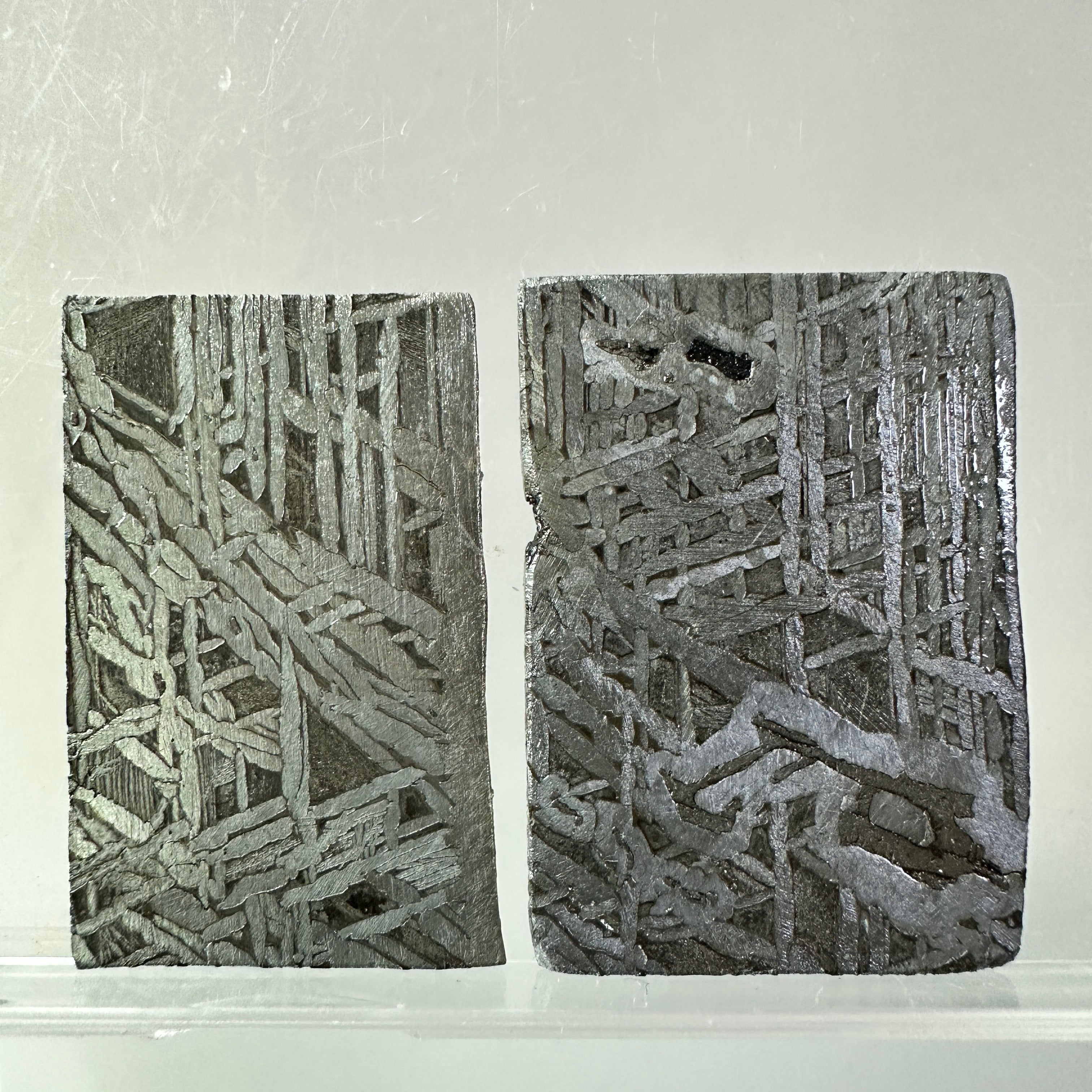 2PCS Aletai Iron Meteorite Slab Cut Slices Etched Cut Section 40g #T50