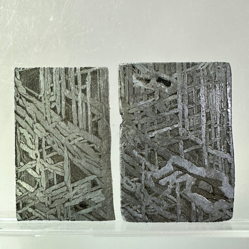 2PCS Aletai Iron Meteorite Slab Cut Slices Etched Cut Section 40g #T50