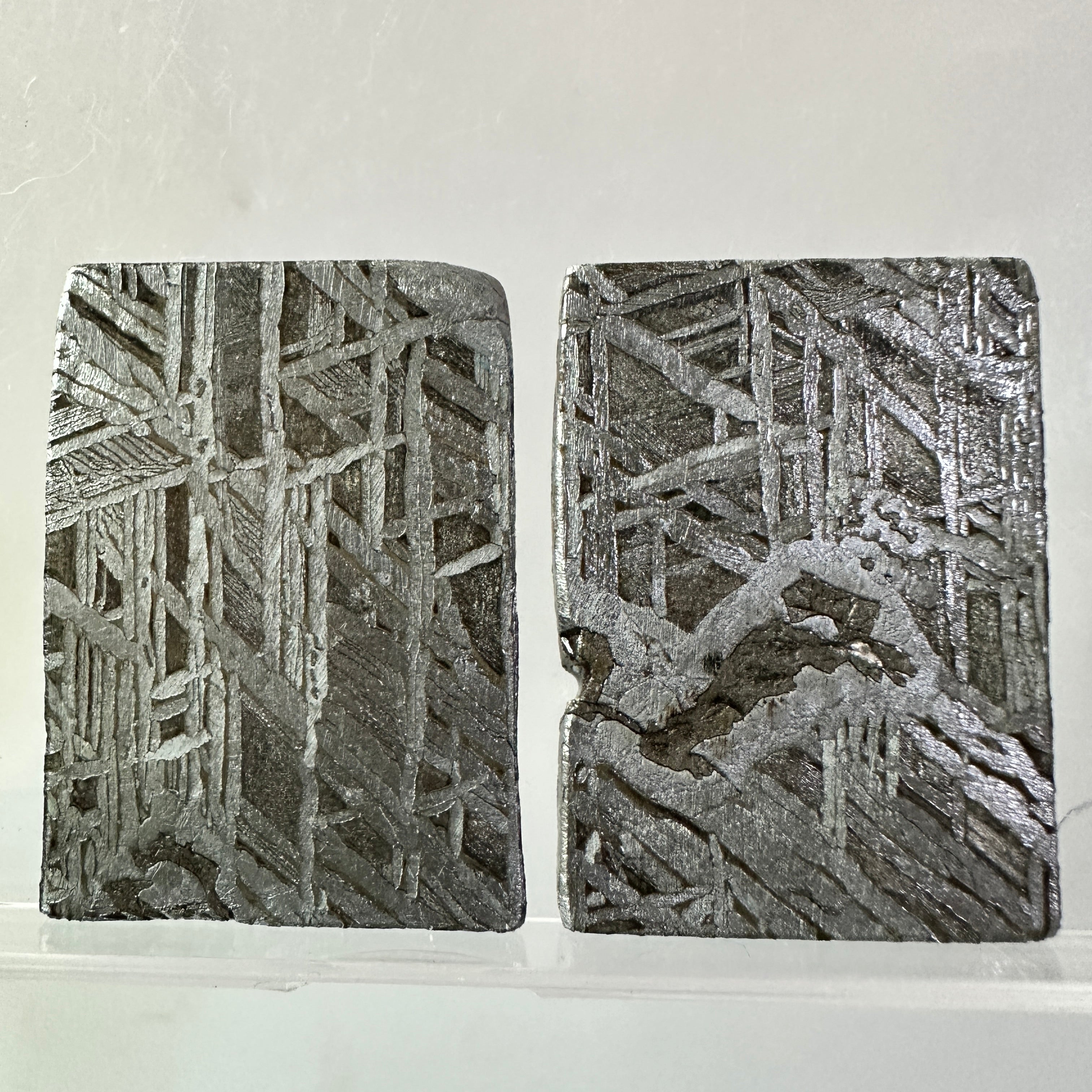 2PCS Aletai Iron Meteorite Slab Cut Slices Etched Cut Section 50g #T51