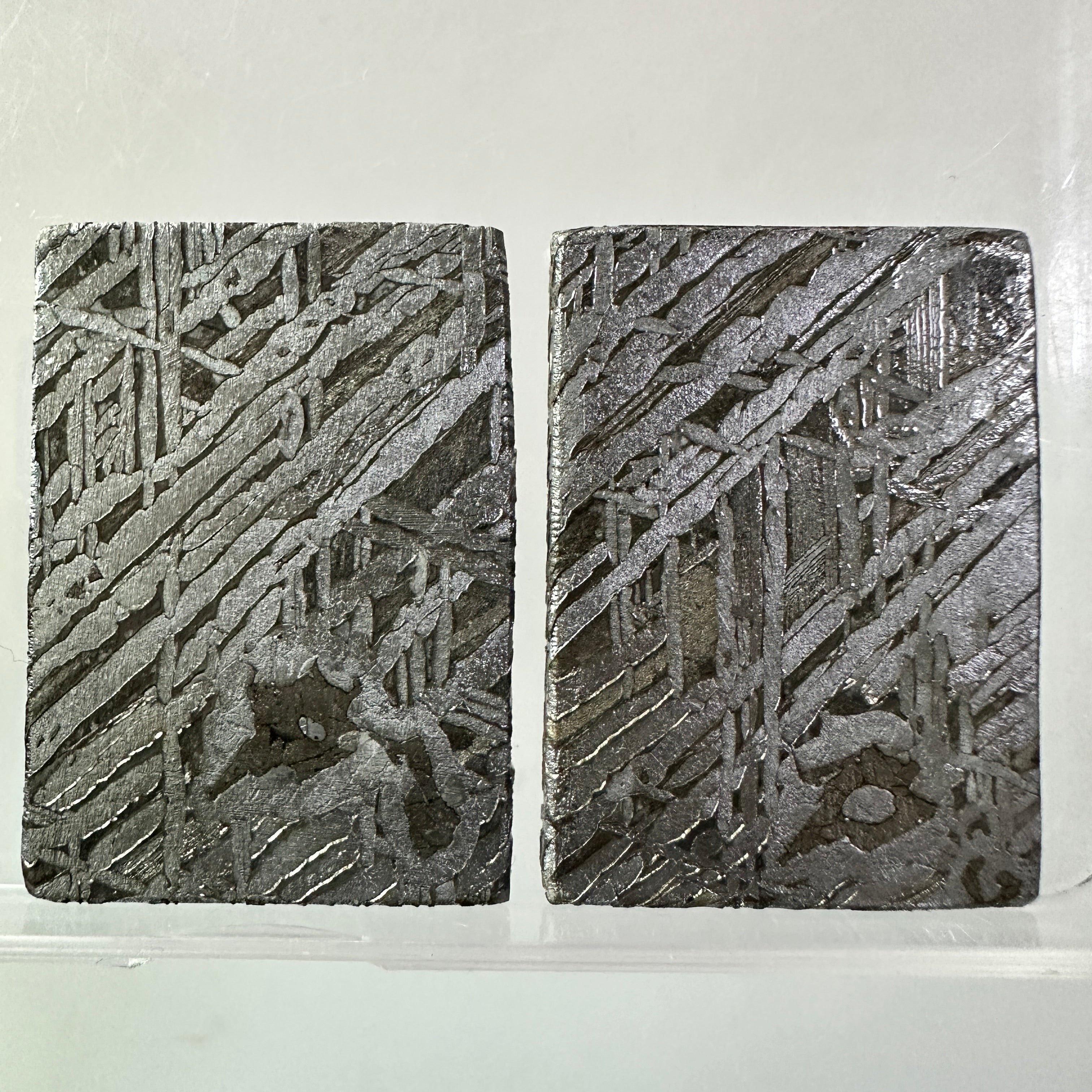 2PCS Aletai Iron Meteorite Slab Cut Slices Etched Cut Section 49g #T54