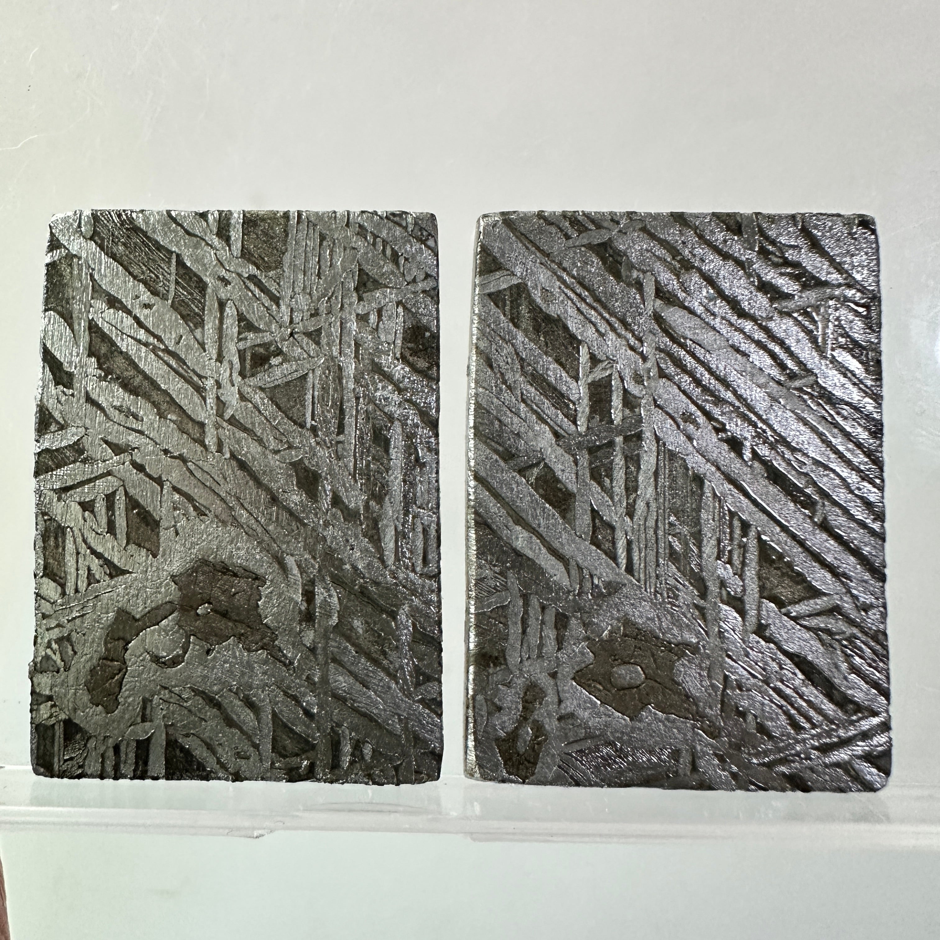 2PCS Aletai Iron Meteorite Slab Cut Slices Etched Cut Section 49g #T54