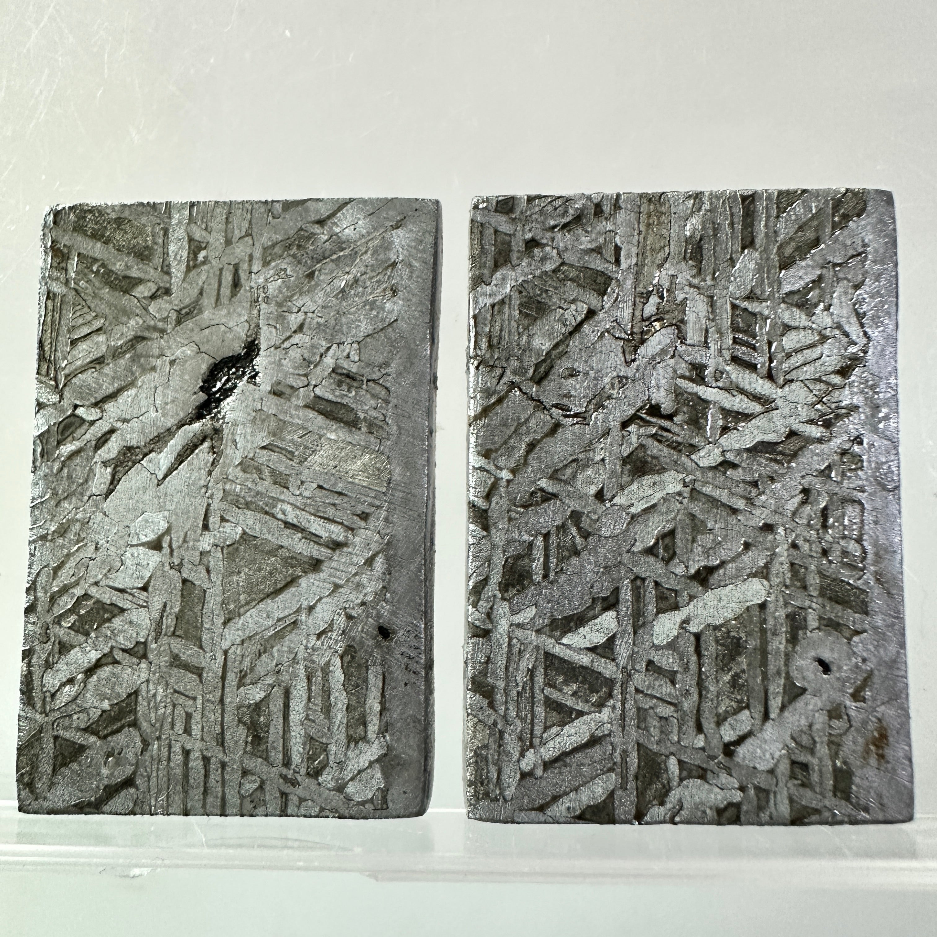 2PCS Aletai Iron Meteorite Slab Cut Slices Etched Cut Section 44g #T55