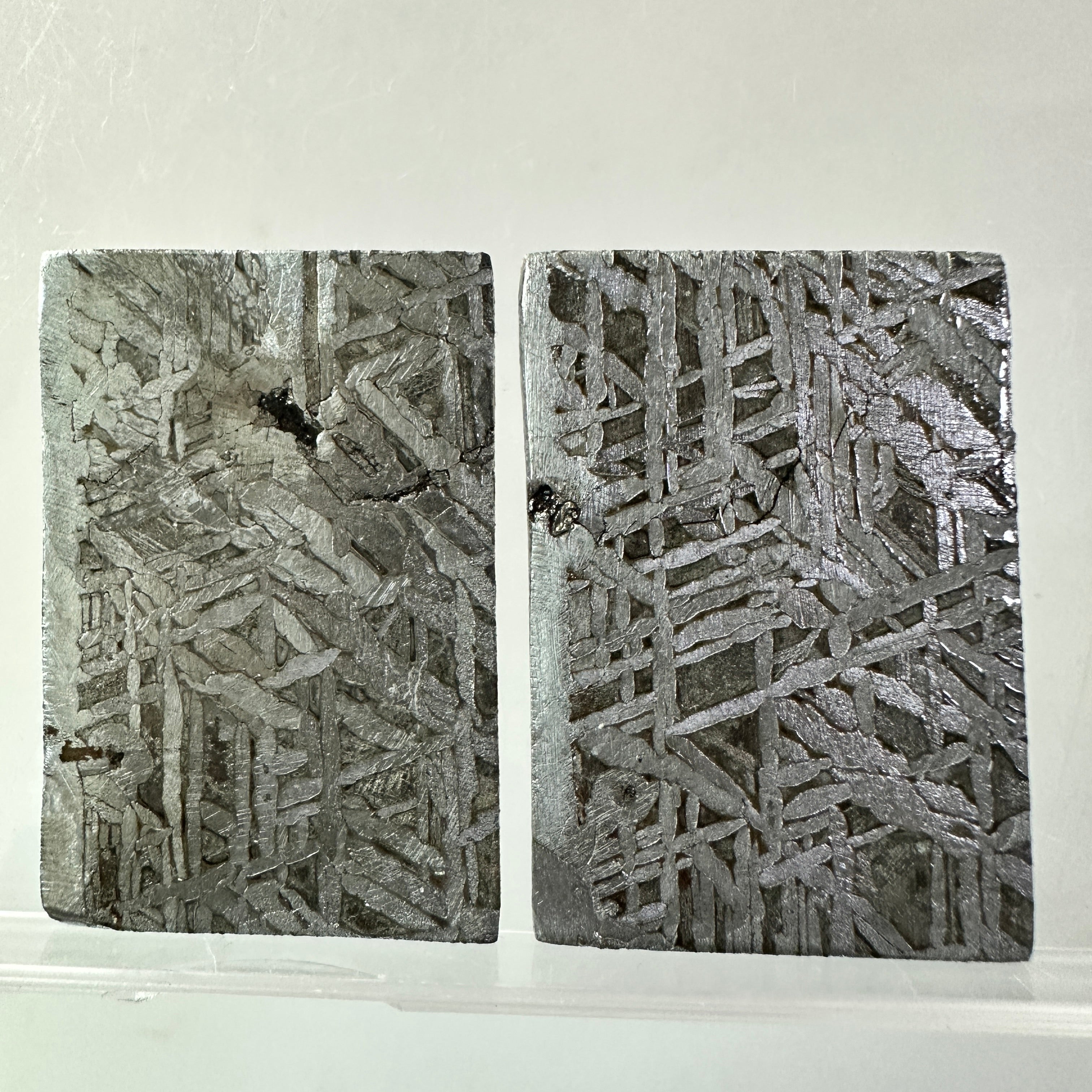 2PCS Aletai Iron Meteorite Slab Cut Slices Etched Cut Section 44g #T55