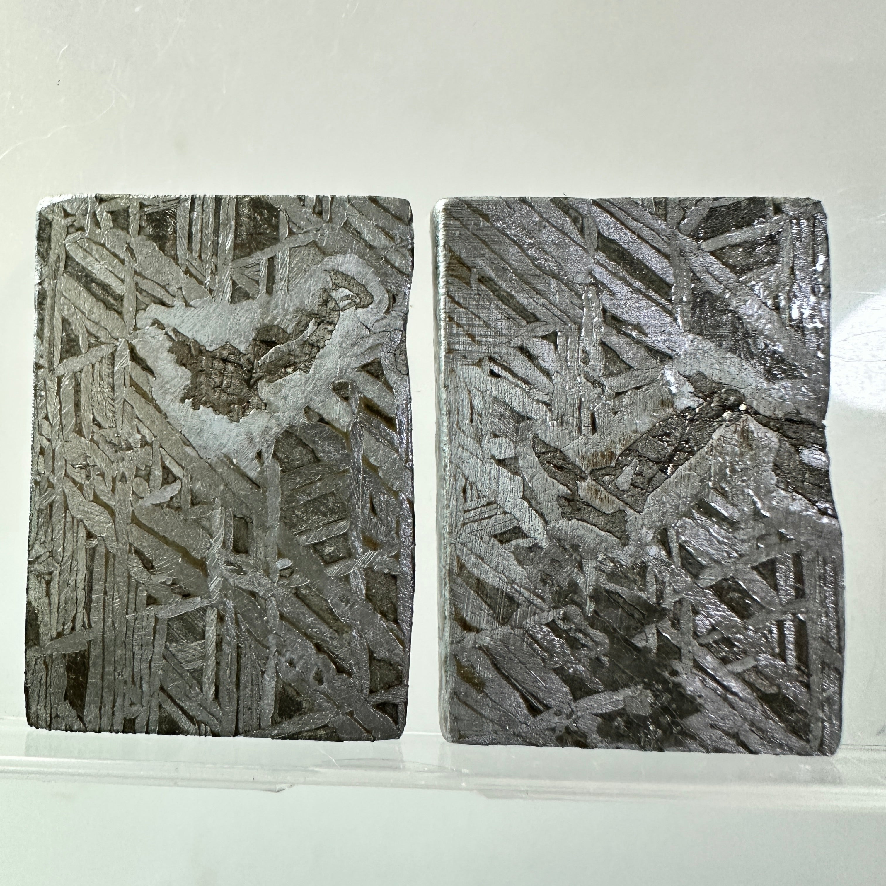 2PCS Aletai Iron Meteorite Slab Cut Slices Etched Cut Section 50g #T59