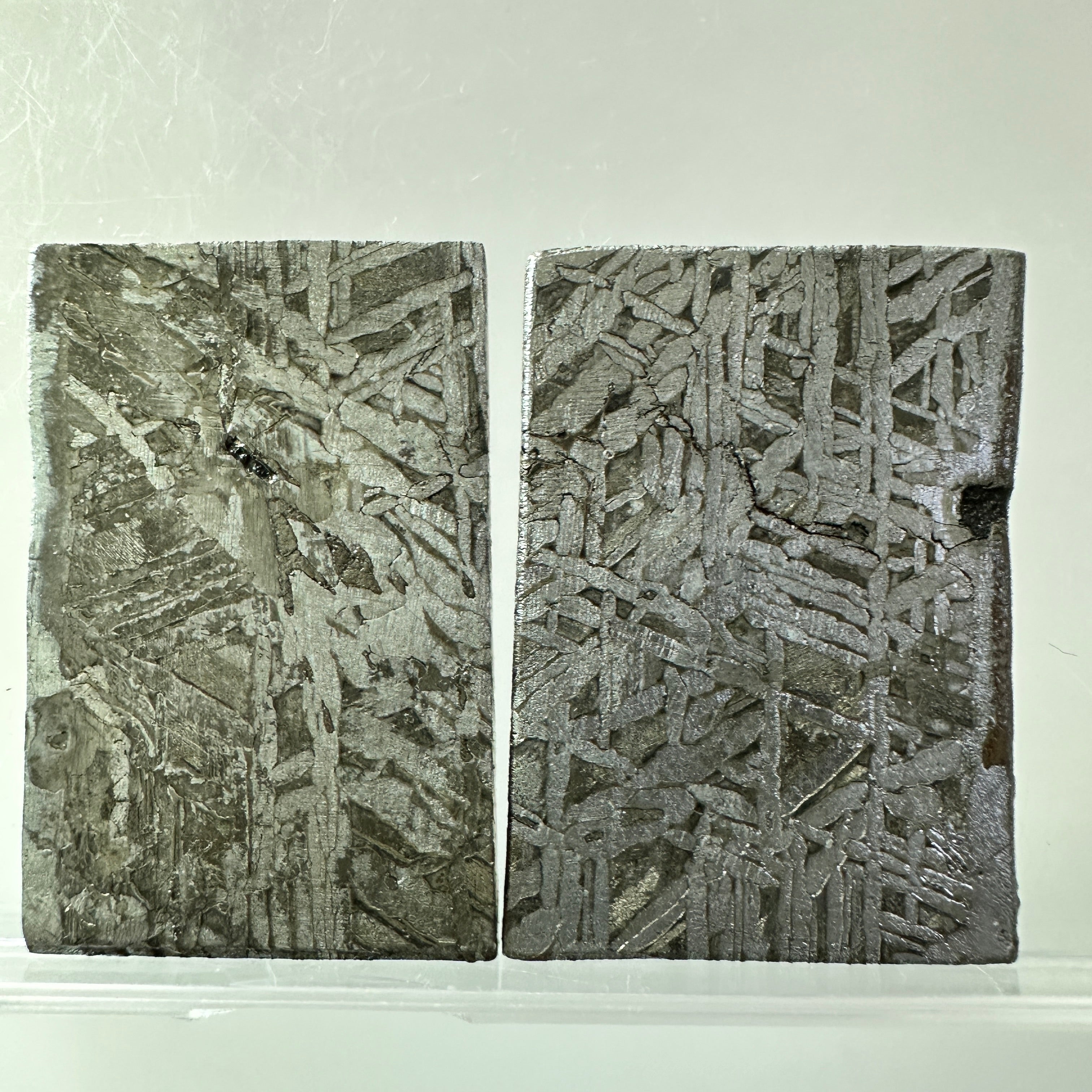 2PCS Aletai Iron Meteorite Slab Cut Slices Etched Cut Section 47g #T62