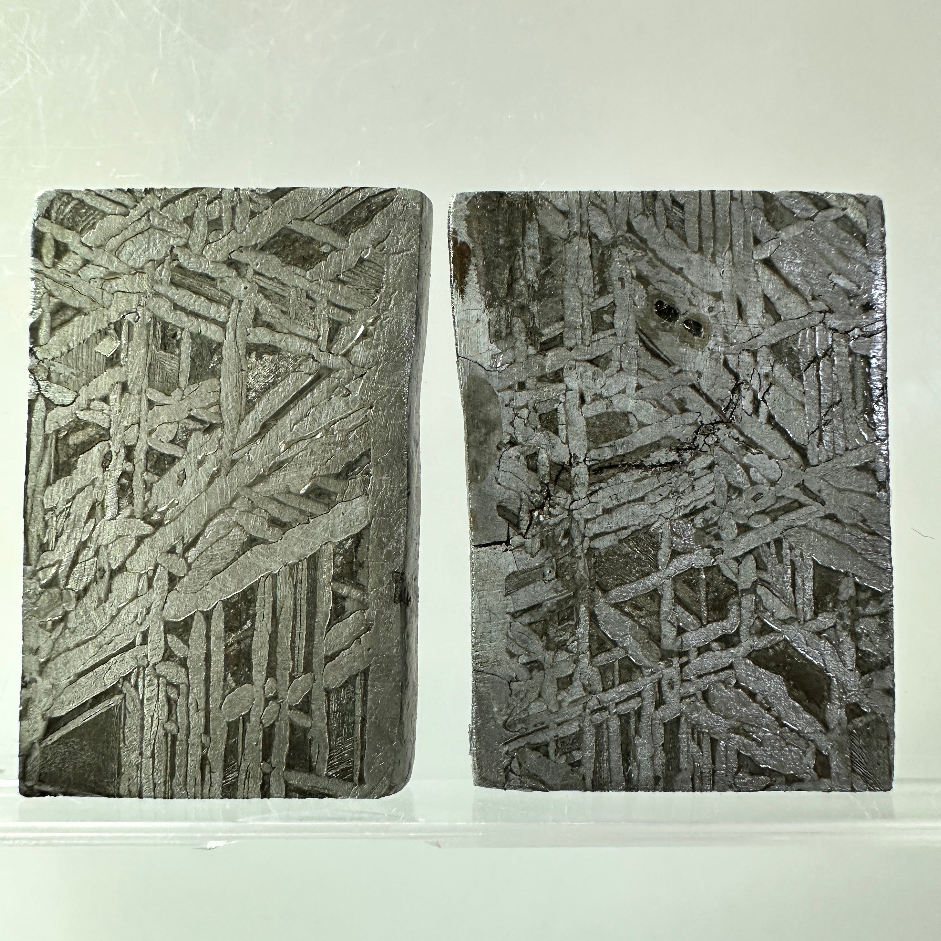 2PCS Aletai Iron Meteorite Slab Cut Slices Etched Cut Section 47g #T62